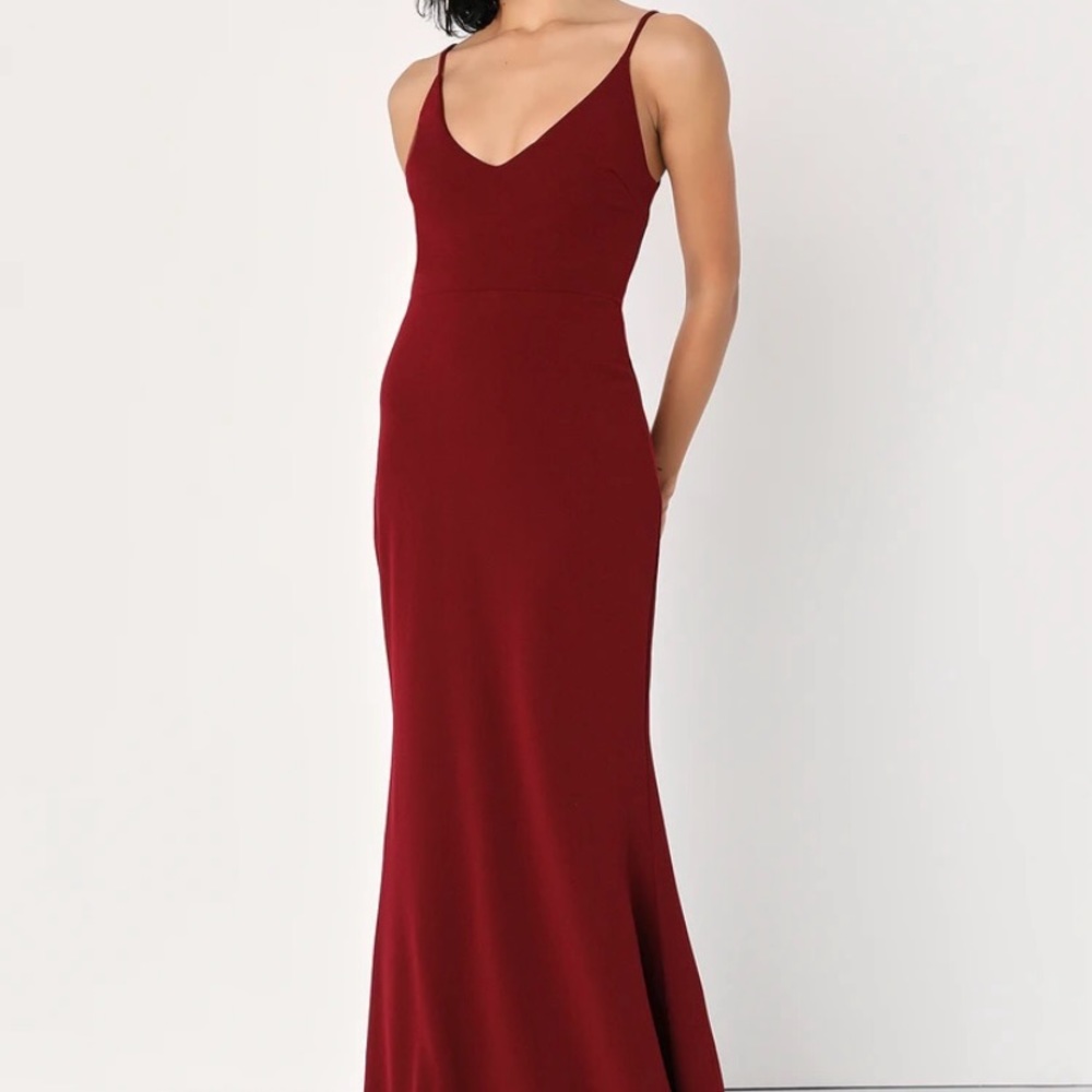 Lulus Infinite Glory Wine Red Maxi Dress - L